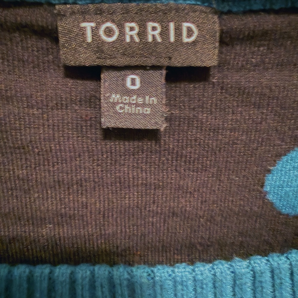 Torrid Polka Dot Sweater Teal/Black - Picture 5 of 6